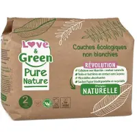Love & Green Liefde En Groen Pure Nature Ongebleekte Hypoallergene Luiers - Gecertificeerd Ecolabel T2 X 35 (3 Tot 6 Kilo)
