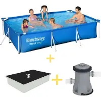 OEM Zwembad - Staal - 300 x 201 x 66 cm - inclusief zonnescherm en filterpomp