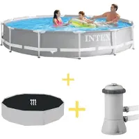 Intex Zwembad - Prism Frame - 366 x 76 cm - Inclusief Solarzeil & Filterpomp