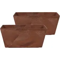Blokker Set Van 2x Stuks Bloempot/plantenpot Balkonbak Van Gerecycled Kunststof Terra Bruin D37x17 En H17 Cm - Plantenbakken