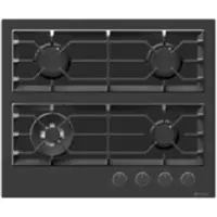 Wiggo Wh-g634gr(b) - Inbouw Gaskookplaat Met Wok - 60cm - Zwart Glas