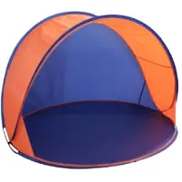 Gerkimex Beachshelter pop-up strandtent/windscherm blauw/oranje 150 x 80 cm - Strandtent - Zon/wind bescherming voor kinderen
