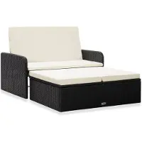 vidaXL 2-delige Loungeset met kussens poly rattan zwart