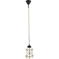 Clayre & Eef hanglamp Tiffany, diameter 15 cm, hoogte 115 cm, wit, bruin glas