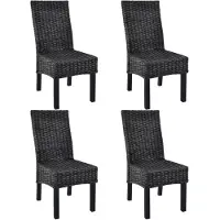 vidaXL Eetkamerstoelen 4 st kubu rattan en mangohout zwart