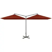 vidaXL Parasol dubbel met stalen paal 600x300 cm terracottakleurig