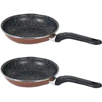 Blokker Set Van 2x Stuks Aluminium Koekenpan/hapjespan Burgos Bruin Met Anti-aanbak Laag 28 Cm - Koekenpannen