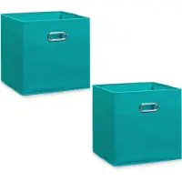 Zeller 2x Petrol groene opbergmandjes kinderkamer 32 x 32 cm - Opbergmanden