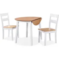 vidaXL Eetkamerset MDF en rubberwood wit 3-delig