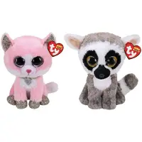 TY - Knuffel - Beanie Buddy - Fiona Pink Cat & Linus Lemur