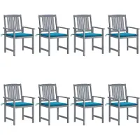 vidaXL Tuinstoelen 8 st met kussens massief acaciahout grijs
