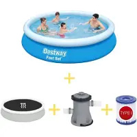 Bestway Zwembad - Fast Set - 366 x 76 cm - Inclusief zonnescherm, filterpomp en filter
