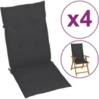 vidaXL Tuinstoelkussens rugleuning 4 st 120x50x3 cm stof antraciet
