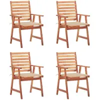 vidaXL Tuinstoelen 4 st met kussens massief acaciahout