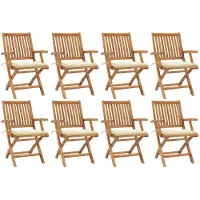 vidaXL Tuinstoelen 8 st inklapbaar met kussens massief teakhout