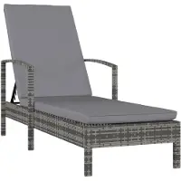 vidaXL Ligbed met armleuningen poly rattan grijs