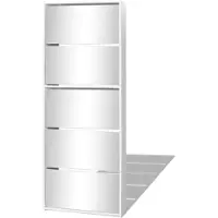 vidaXL Schoenenkast met 5 spiegels 63x17x169,5 cm wit