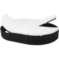 vidaXL Loungebed met kussen poly rattan zwart