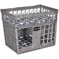vidaXL Kattenbed/huis/krabpaal met kussen vierkant wilgen grijs