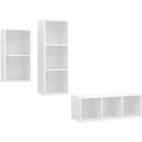 vidaXL 3-delige Tv-meubelset bewerkt hout wit