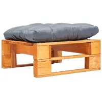 vidaXL Tuinpoef met grijs kussen pallet hout honingbruin