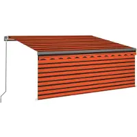 vidaXL Luifel handmatig uittrekbaar gordijn LED 3,5x2,5 m oranje bruin