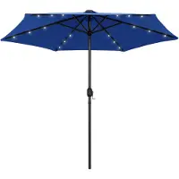 vidaXL Parasol met LED-verlichting en aluminium paal 270 cm azuurblauw
