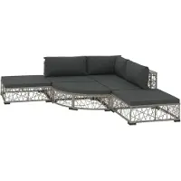 vidaXL 6-delige loungeset voor de tuin met kussens, van polyrotan, grijs