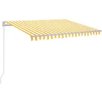 vidaXL Luifel handmatig uittrekbaar met LED 350x250 cm geel en wit