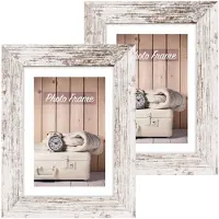 Blokker 2x Stuks Fotolijst Hout White Wash Geschikt Voor Een Foto Van 20 X 25 Cm - Fotolijsten