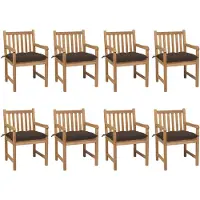 vidaXL Tuinstoelen 8 st met taupe kussens massief teakhout