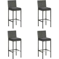 vidaXL Tuinbarstoelen met kussens, set van 4, grijs, polyrotan