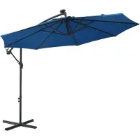 vidaXL Zweefparasol met LED en stalen paal 300 cm azuurblauw