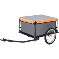 vidaXL Fietstrailer 65 kg grijs en oranje
