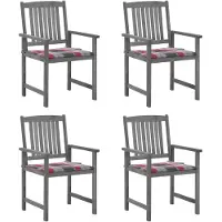 vidaXL Tuinstoelen 4 st met kussens massief acaciahout grijs