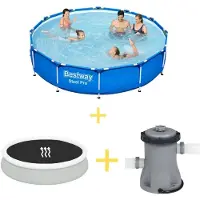 Bestway Zwembad - Steel Pro - 366 x 76 cm - Inclusief Solarzeil & Filterpomp
