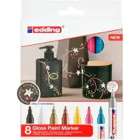 Edding 750/8 S glanslakmarker assorti set - ronde punt - 2-4 mm - set van 8 stuks