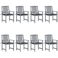 vidaXL Tuinstoelen met kussens, 8 stuks. Massief acaciahout, grijs