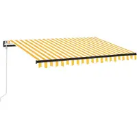 vidaXL Luifel automatisch met LED en windsensor 350x250 cm geel en wit