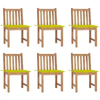 vidaXL Tuinstoelen 6 st met kussens massief teakhout