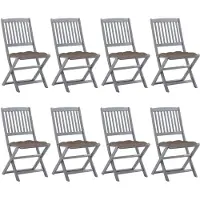 vidaXL Tuinstoelen 8 st inklapbaar met kussens massief acaciahout