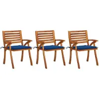 vidaXL Tuinstoelen met kussens, 3 stuks. Massief acaciahout
