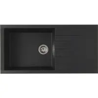 Stradour spoelbak, ingebouwd in een CUBE-constructie, uitgevoerd in SMC BLACK STRAW - 06, met 1 bakje, afmetingen 100 * 50 cm, met handmatige afvoer