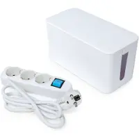 Perel Stekkerdoos met schakelaar en kabelbox, 3 stopcontacten met randaarde (type F), kabel 1.5 m, 3G1.5, wit
