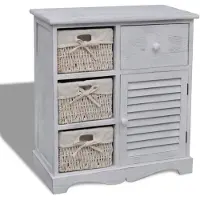 vidaXL Kast met links 3 weefmanden hout wit