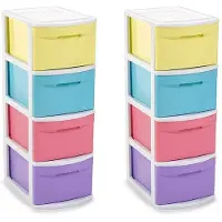 Forte Plastics 2x stuks kleurrijke ladekast/organiser 39 x 28,5 x 78 cm - Opbergbox