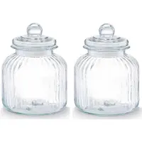 Zeller Set van 2x stuks glazen voorraadpotten/koekjespotten rond met deksel 2800 ml - Voorraadpot