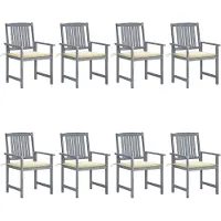 vidaXL Tuinstoelen 8 st met kussens massief acaciahout grijs