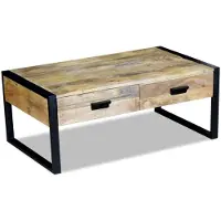 vidaXL Salontafel met 2 lades 100x60x40 cm massief mangohout