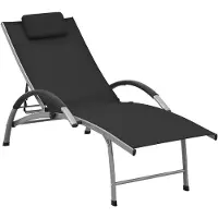 vidaXL Ligbed textileen en aluminium zwart